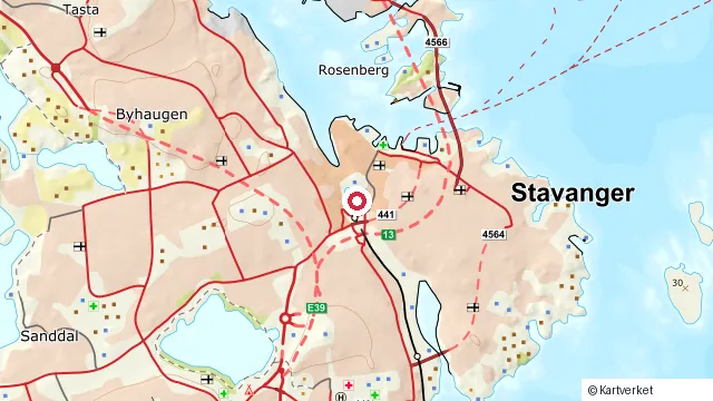 Kart som viser hvor Breiavatnet og Byparken ligger