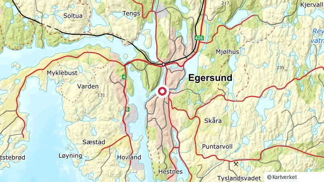 Kart som viser hvor Egersund og Dalane ligger