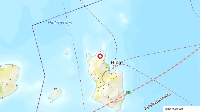 Kart som viser hvor Flor & Fjære på Sør-Hidle ligger