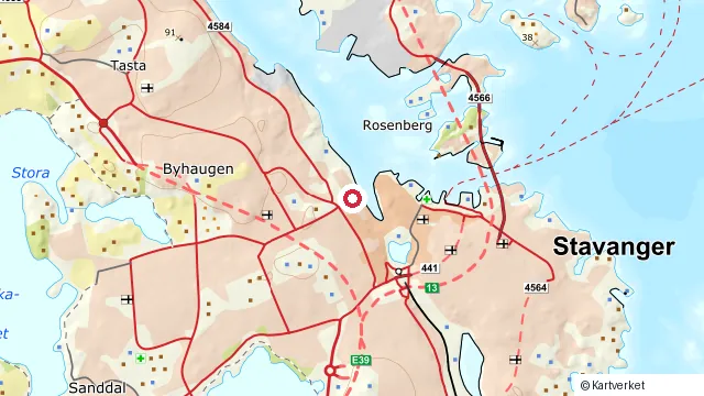 Kart som viser hvor Gamle Stavanger ligger