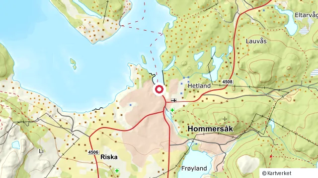 Kart som viser hvor Hommersåk ligger