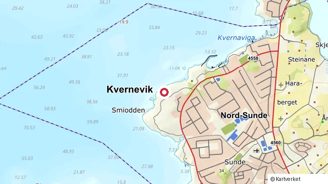 Kart som viser hvor Kielland-ulykken ligger