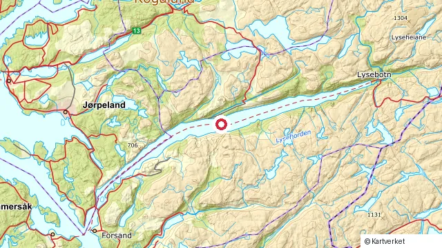 Kart som viser hvor Lysefjorden ligger