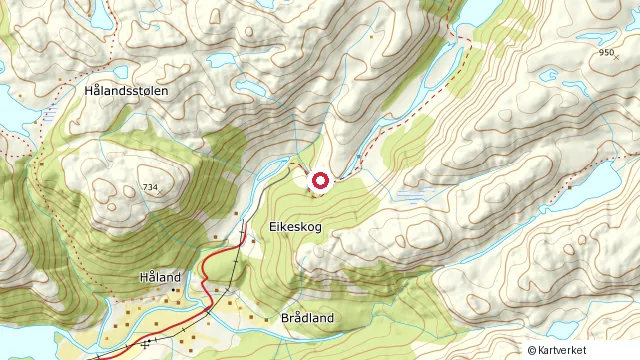 Kart som viser hvor Månafossen ligger