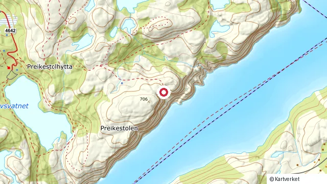 Kart som viser hvor Preikestolen ligger