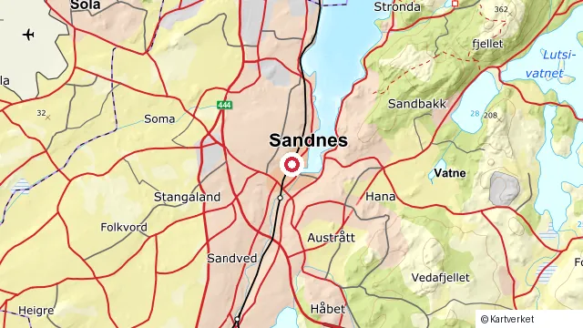 Kart som viser hvor Sandnes ligger