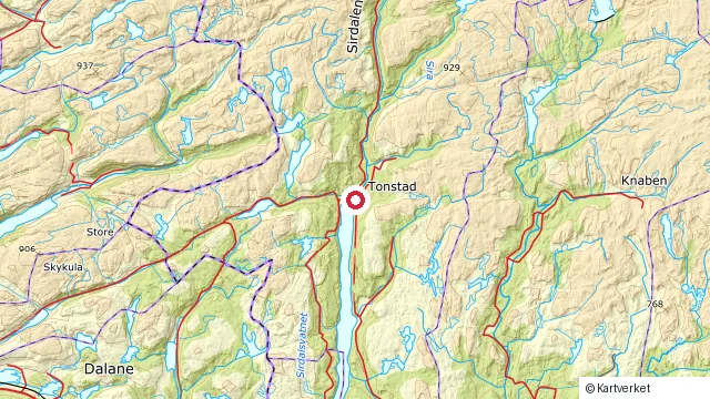 Kart som viser hvor Sirdal ligger