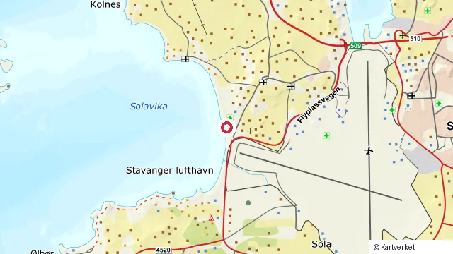 Kart som viser hvor Solastranden ligger