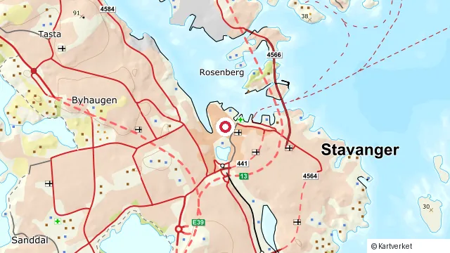 Kart som viser hvor Sølvberget ligger