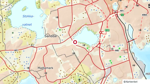 Kart som viser hvor Stavanger kunstmuseum ved Mosvatnet ligger
