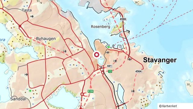 Kart som viser hvor Stavanger sentrum ligger