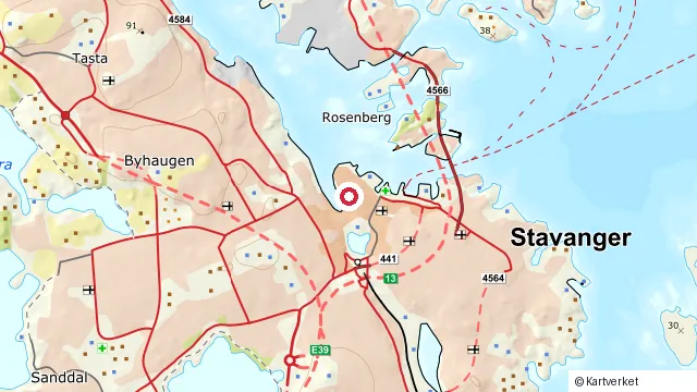 Kart som viser hvor Valbergtårnet ligger