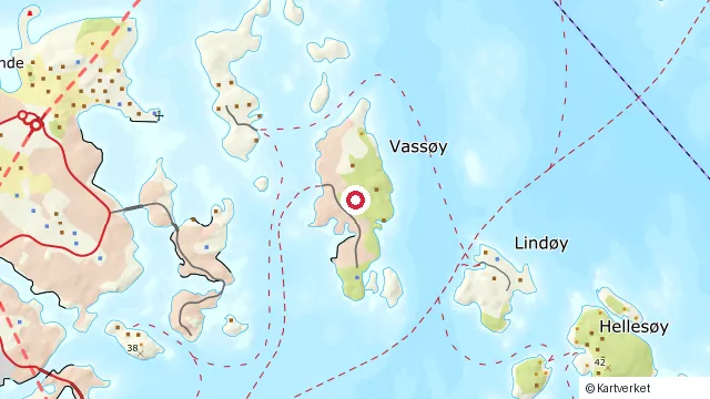 Kart som viser hvor Vassøy og Lindøy ligger